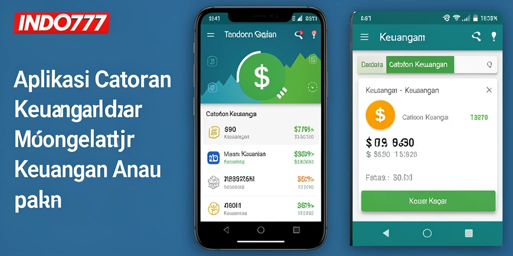 Antarmuka aplikasi INDO777 yang menampilkan grafik keuangan dan catatan pengeluaran.