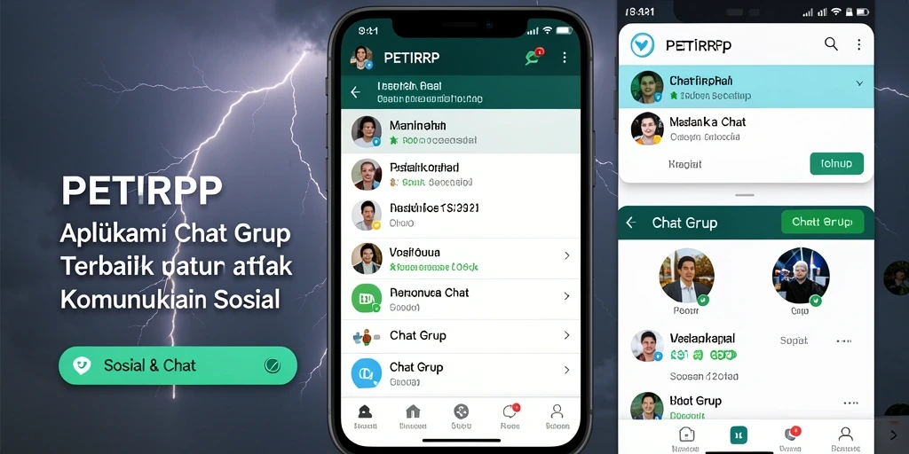Antarmuka utama PETIRRP menampilkan fitur Chat Grup yang menarik.