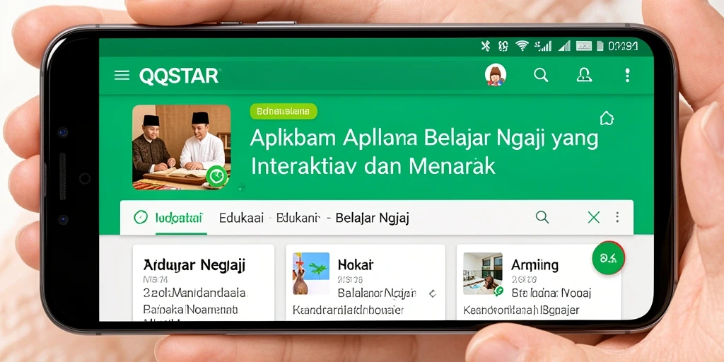 Antarmuka pengguna QQSTAR yang menarik dan intuitif untuk belajar ngaji.