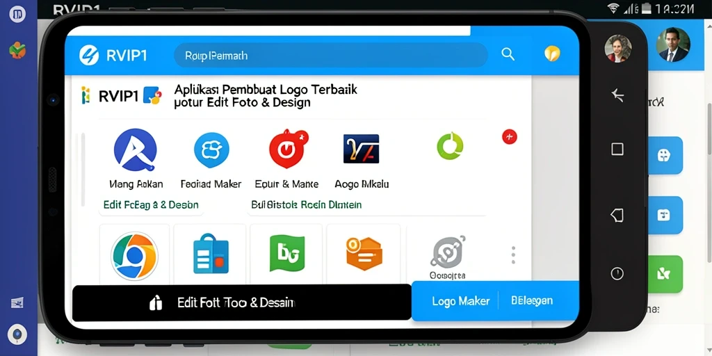 Tampilan antarmuka RVIP1 yang menarik dan fungsional untuk desain logo.