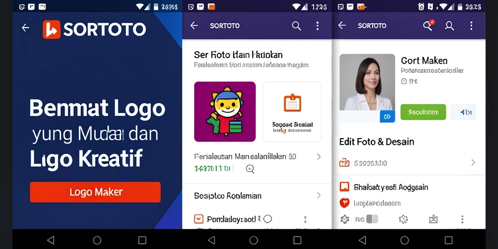 Antarmuka user-friendly SORTOTO dengan berbagai fitur Logo Maker.