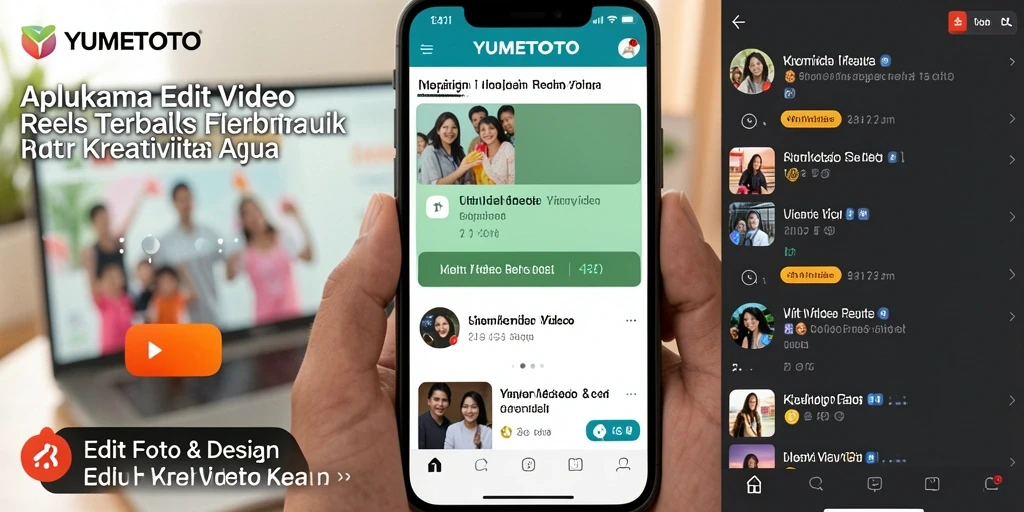 Antarmuka YUMETOTO yang modern dan fungsional untuk Edit Video Reels.